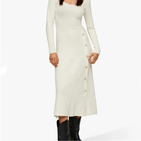 Mango | Dresses | Mango Elegant Cream Knit Dress L | Poshmark
